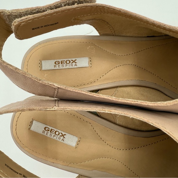 Geox Respira D Soleil Blush Pink Wedge Platform Espadrilles Peep Toes Size 38 - Picture 12 of 16